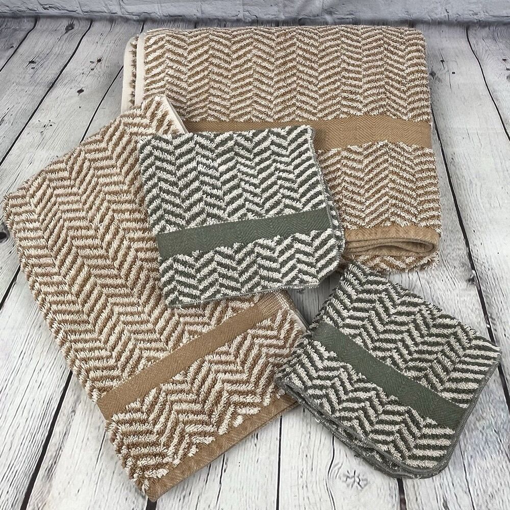 Lauren Ralph Lauren Set of 4 Towels Sanders Basketweave Herringbone Cotton
